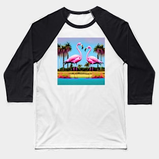 Pink Flamingos Pop Art Flamingo Miami Beach Vibrant Baseball T-Shirt